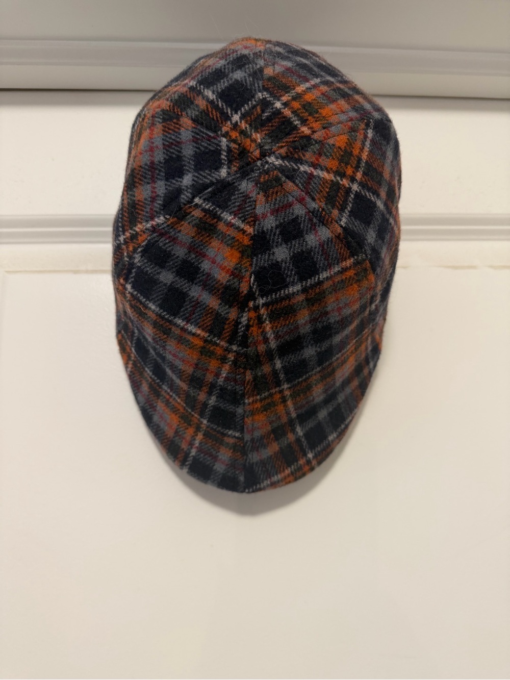 Plaid Driver Cap in Navy & Orange - Men's Hat